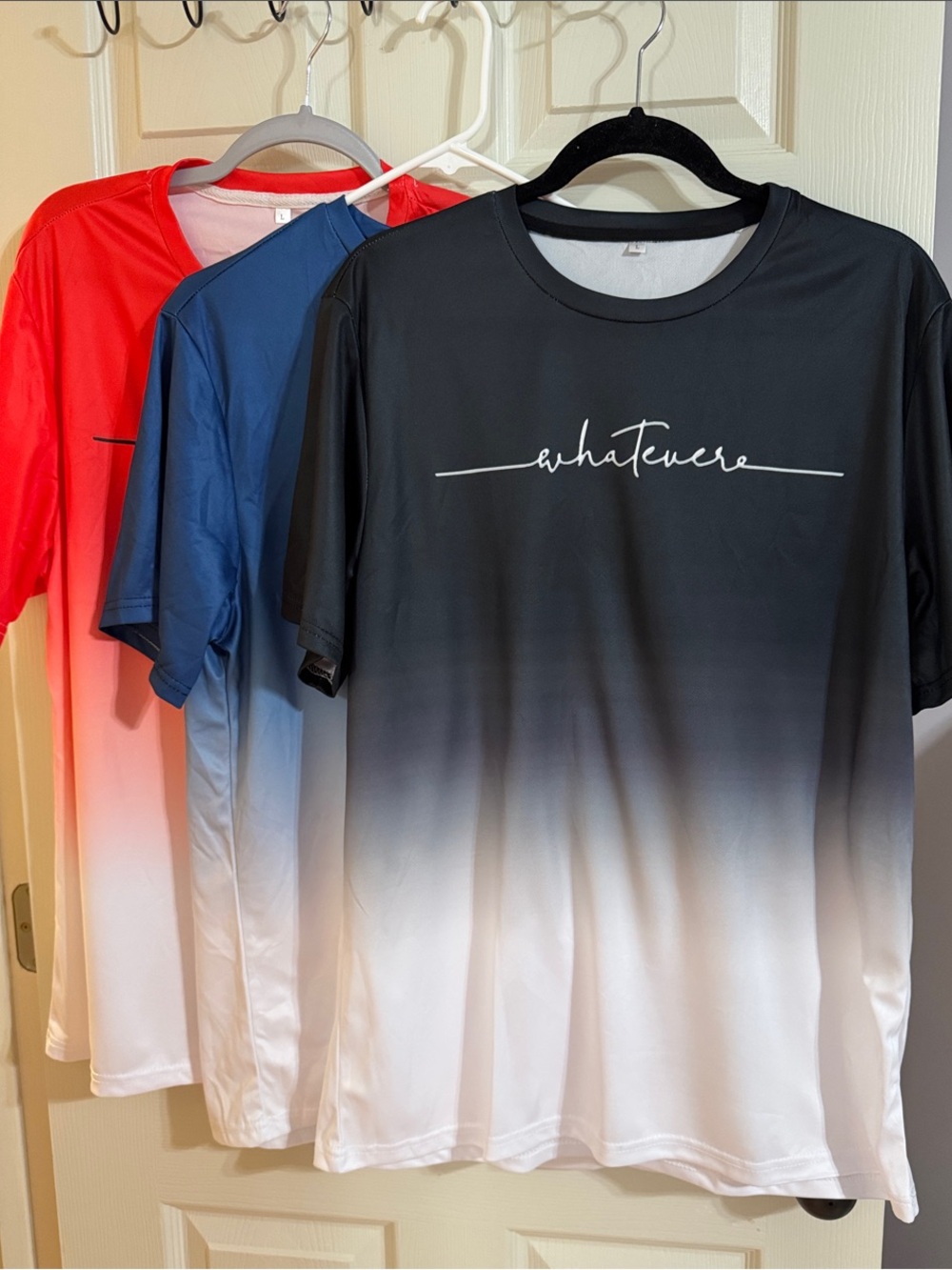 Bundle of 3-Whatever Ombre Short-Sleeve Men’s Shirts -Black, Blue and Red